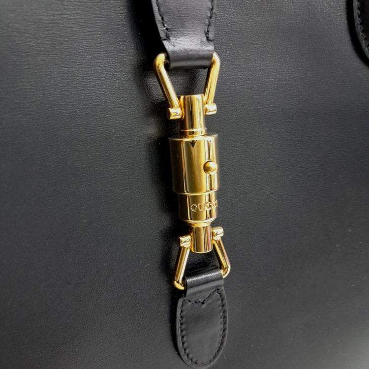 مملوكة مسبقًا Gucci Black Leather Jackie 1961 Large Tote Bag