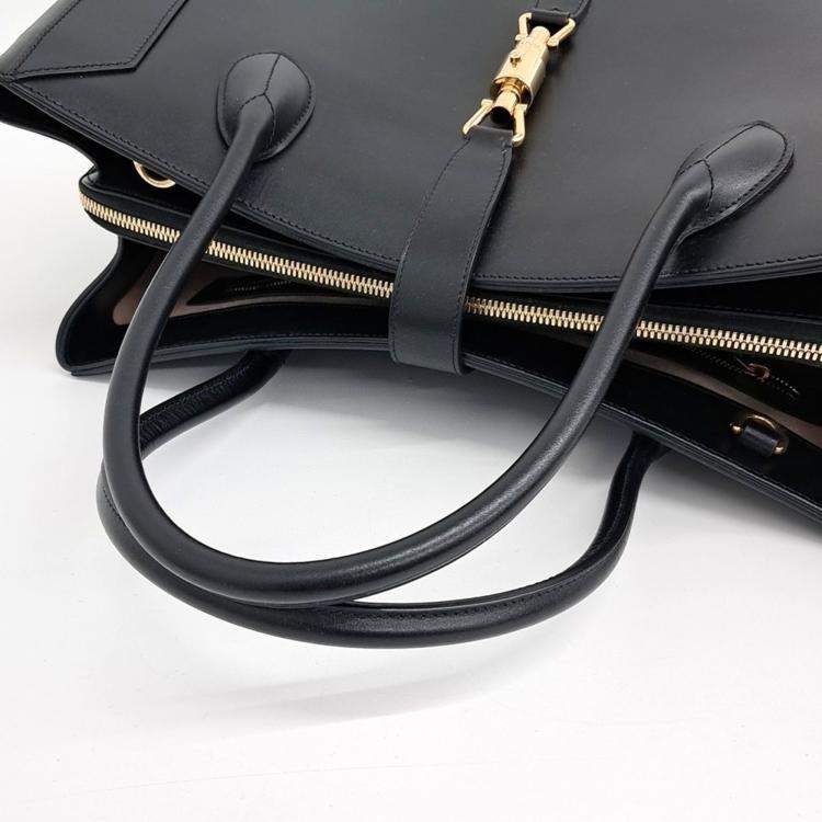 مملوكة مسبقًا Gucci Black Leather Jackie 1961 Large Tote Bag