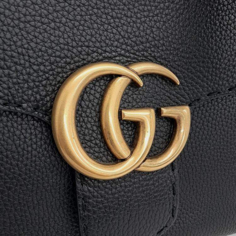 Pre Owned Gucci Black Leather GG Mamont Tote And Shoulder Bag