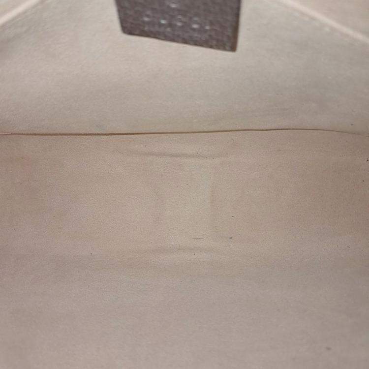 Pre Owned Gucci Beige Brown PVC Ophidia Clutch