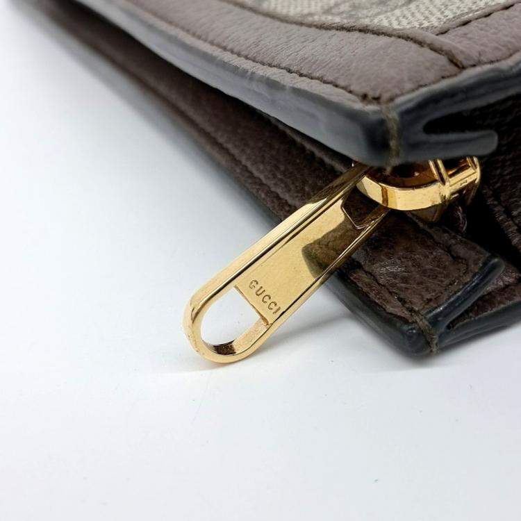 Pre Owned Gucci Beige Brown PVC Ophidia Clutch