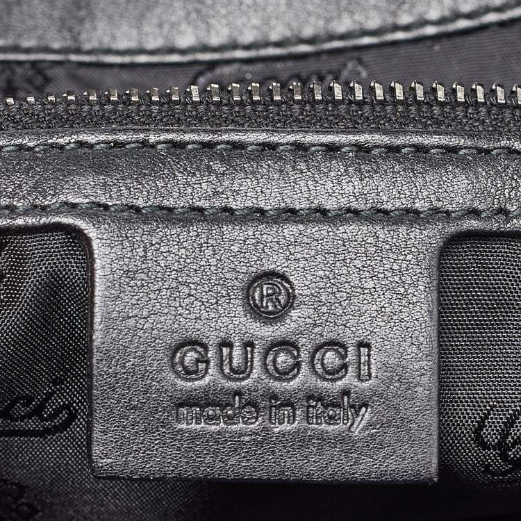 Pre Owned Gucci Burgundy/Black GG Crystal Canvas and Leather Hysteria Hobo