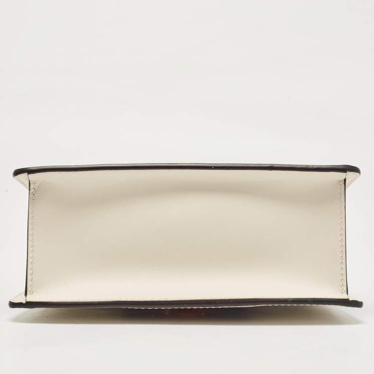 Pre Owned Gucci White Leather Mini Web Chain Sylvie Top Handle Bag