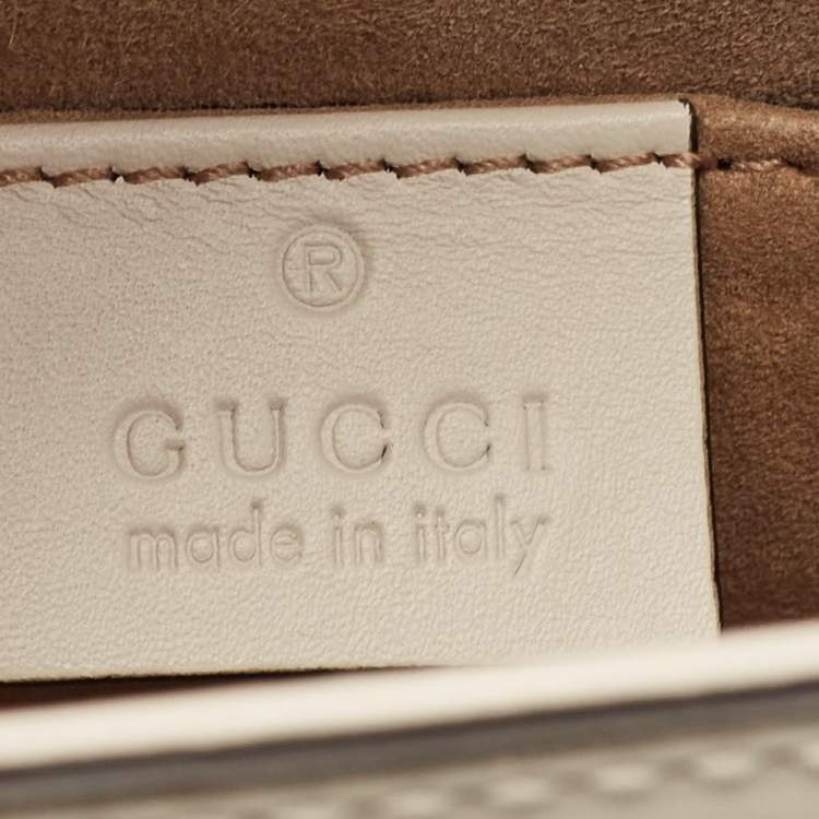 Pre Owned Gucci White Leather Mini Web Chain Sylvie Top Handle Bag