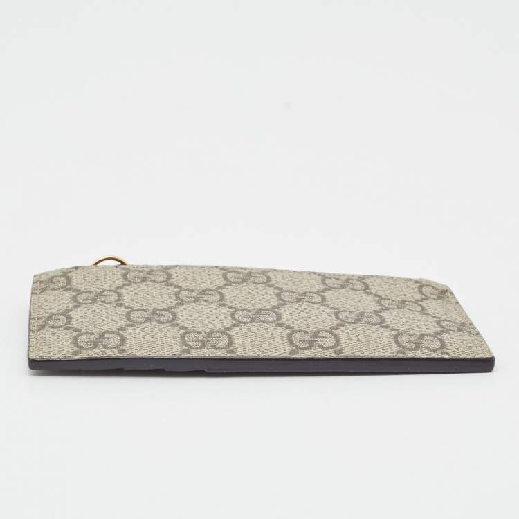 مملوكة مسبقًا Gucci Brown/Beige GG Supreme Canvas and Leather Zip Card Holder