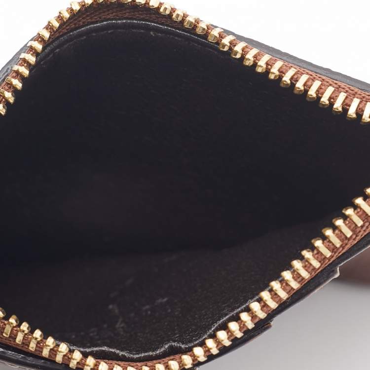 مملوكة مسبقًا Gucci Brown/Beige GG Supreme Canvas and Leather Zip Card Holder