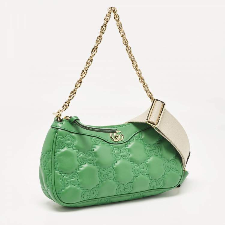 Pre Owned Gucci Green GG Matelasse Leather Small Shoulder Bag
