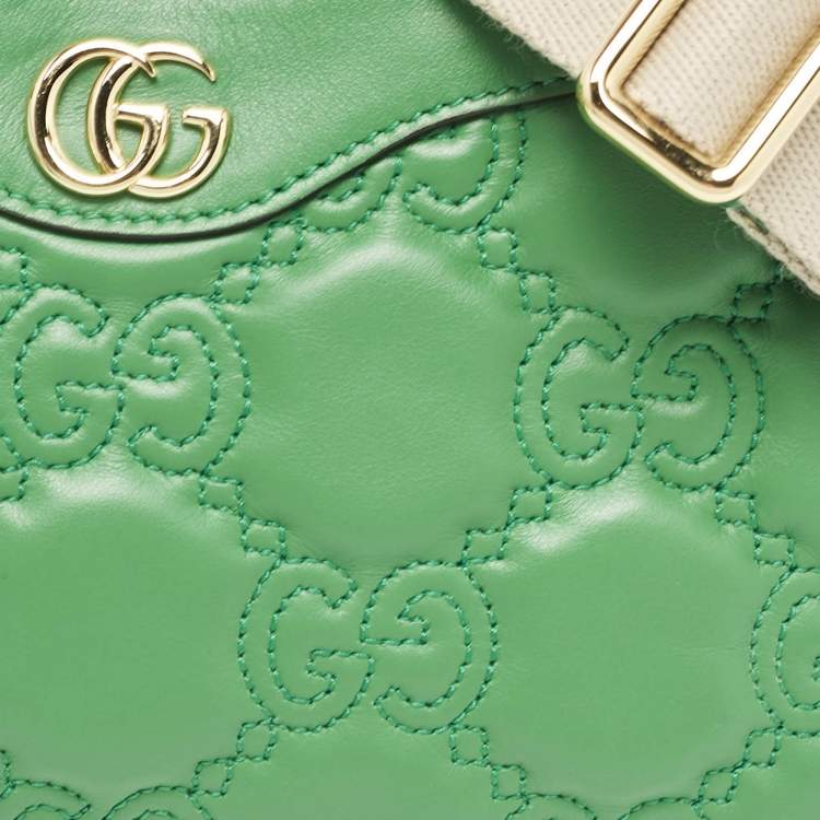 Pre Owned Gucci Green GG Matelasse Leather Small Shoulder Bag