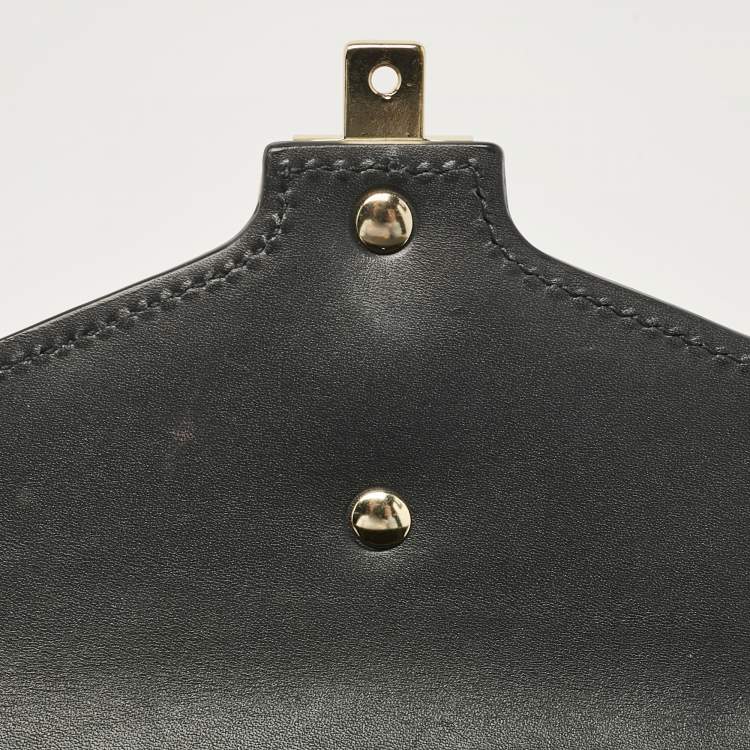 Pre Owned Gucci Black Leather Mini Web Chain Sylvie Top Handle Bag