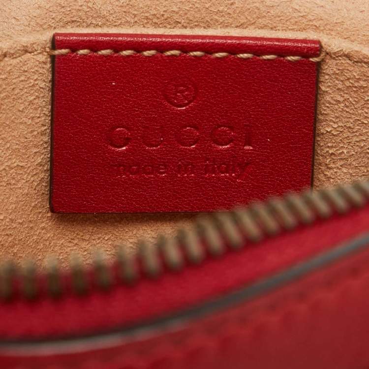 Pre Owned Gucci Red Matelasse Leather GG Marmont Belt Bag