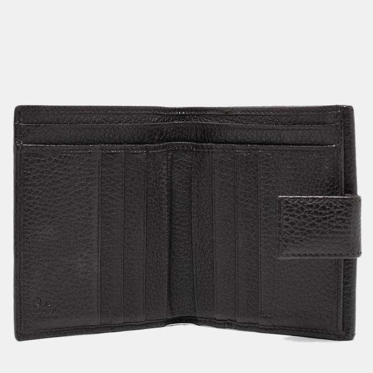 Pre Owned Gucci Dark Brown GG Canvas and Leather Flap French Wallet