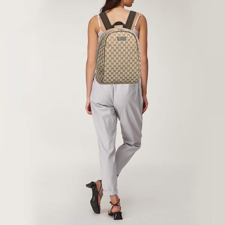 Pre Owned Gucci Beige GG Canvas Backpack