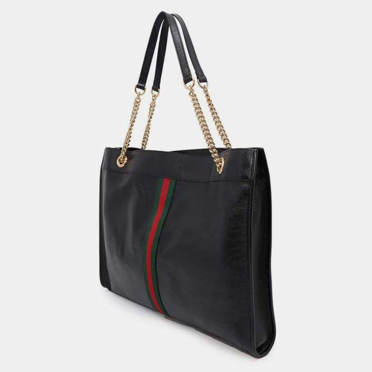 Pre Owned Gucci Black Leather Raja Tote Bag
