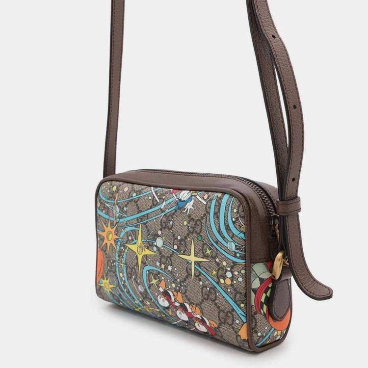 مملوكة مسبقًا Gucci Disney Gg Supreme Shoulder Bag Donald Duck Beige/Brown Pvc Leather