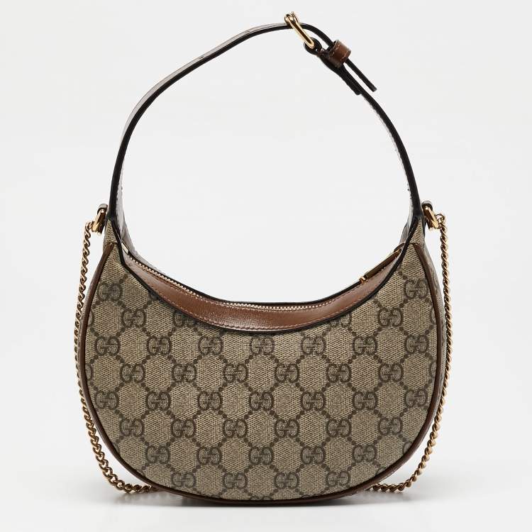 Pre Owned Gucci Beige/Ebony GG Supreme Canvas Mini Ophidia Shoulder Bag