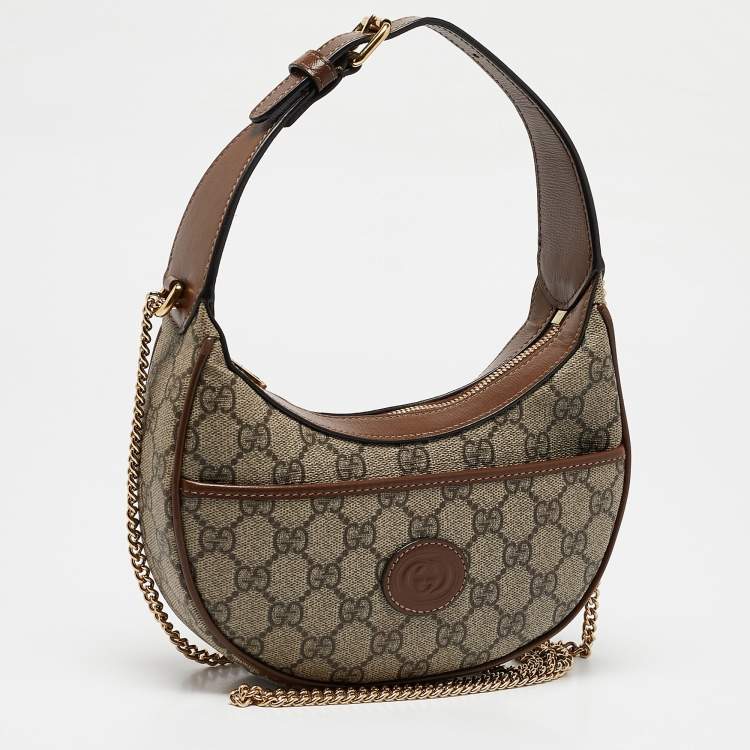 Pre Owned Gucci Beige/Ebony GG Supreme Canvas Mini Ophidia Shoulder Bag
