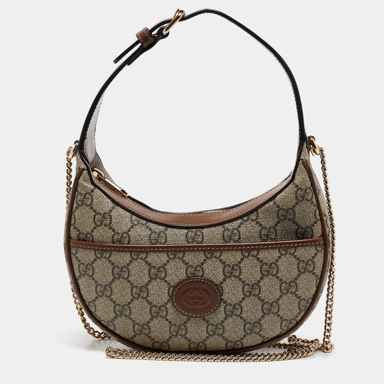 Pre Owned Gucci Beige/Ebony GG Supreme Canvas Mini Ophidia Shoulder Bag