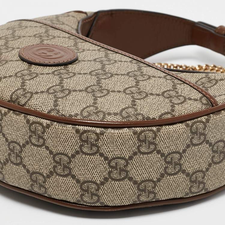 Pre Owned Gucci Beige/Ebony GG Supreme Canvas Mini Ophidia Shoulder Bag
