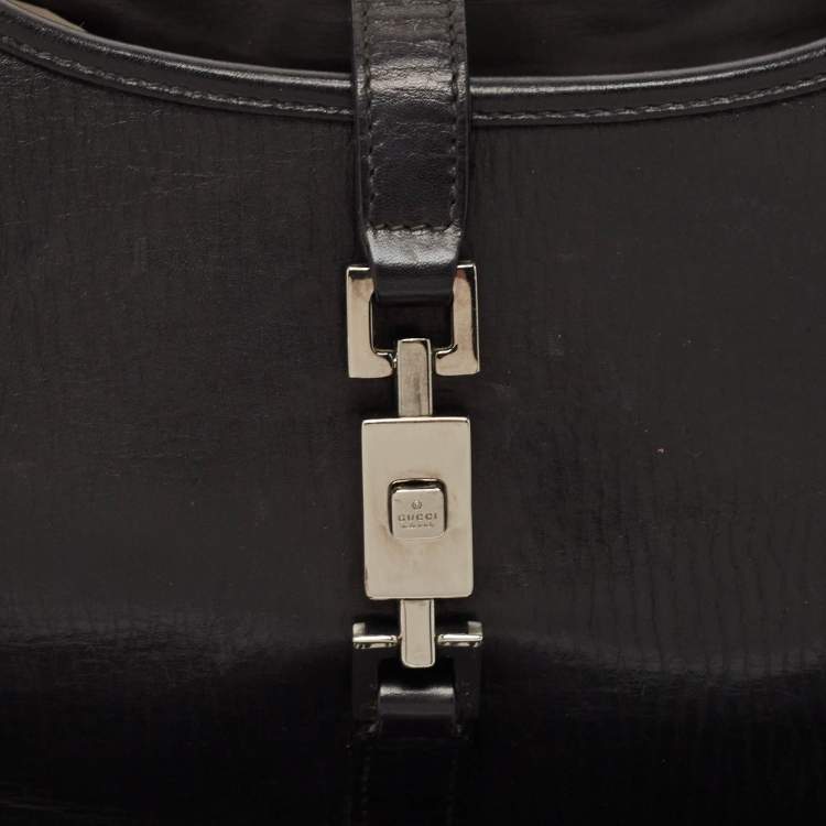 Pre Owned Gucci Black Leather Jackie Bardot Bag
