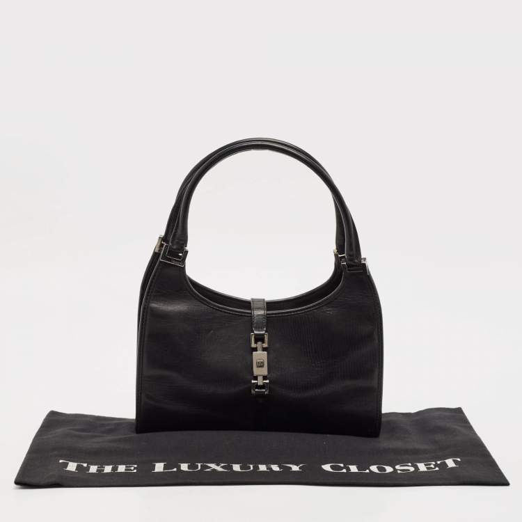 Pre Owned Gucci Black Leather Jackie Bardot Bag