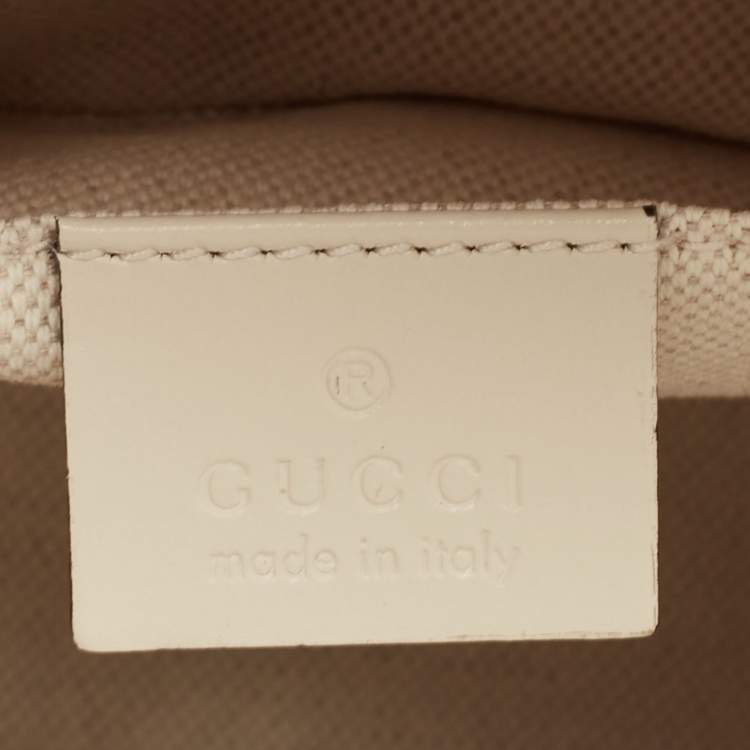 Pre Owned Gucci White Leather Mini Horsebit 1955 Top Handle Bag