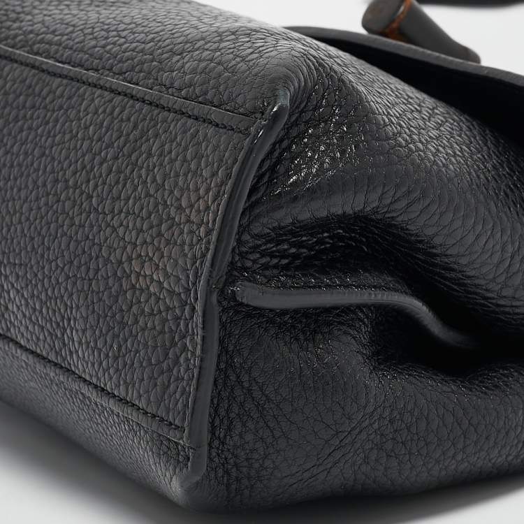 Pre Owned Gucci Black Leather Small Bamboo Daily Top Handle Bag