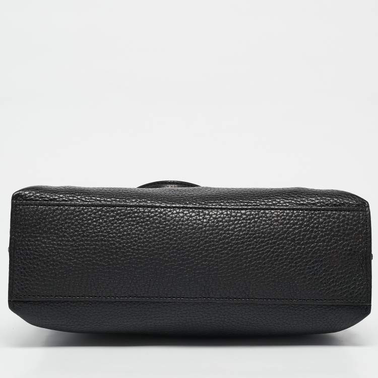 Pre Owned Gucci Black Leather Small Bamboo Daily Top Handle Bag