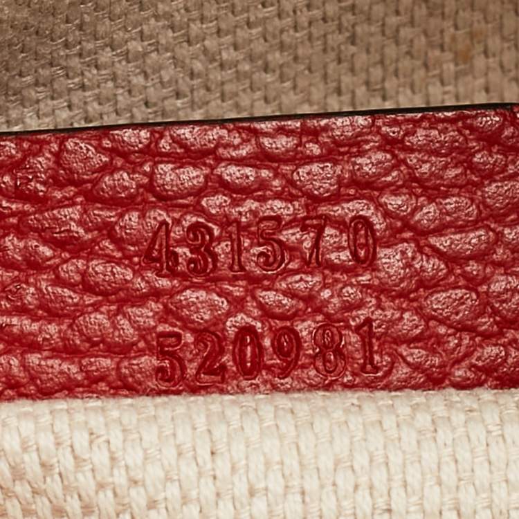 Pre Owned Gucci Red/Navy Blue Leather Soho Chain Backpack