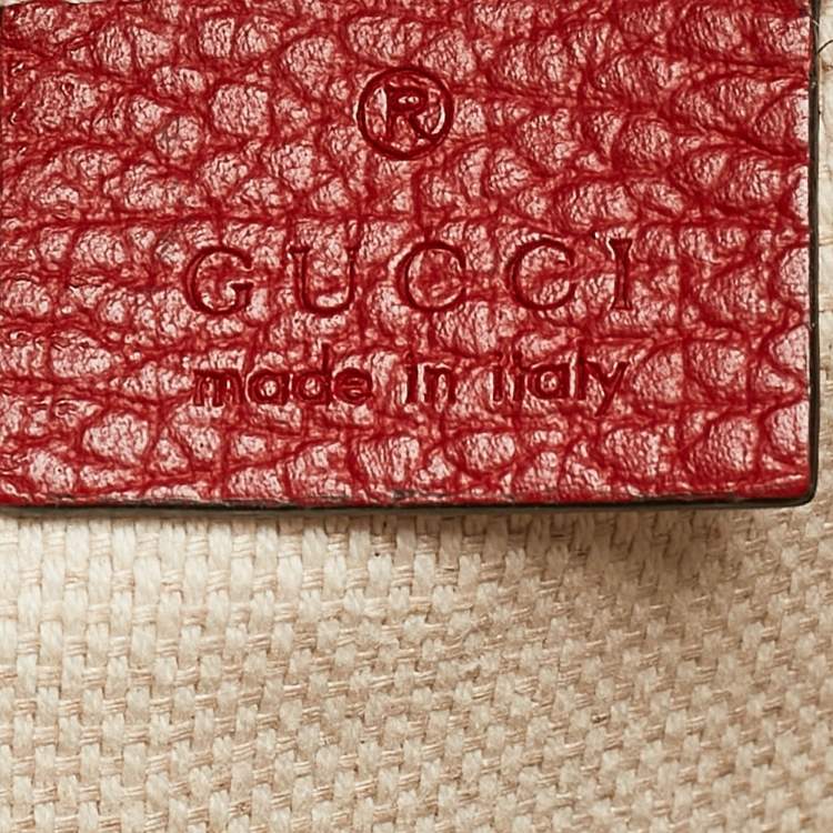 Pre Owned Gucci Red/Navy Blue Leather Soho Chain Backpack