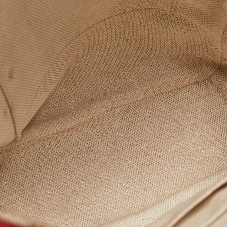 Pre Owned Gucci Red/Navy Blue Leather Soho Chain Backpack