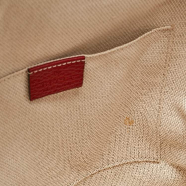 Pre Owned Gucci Red/Navy Blue Leather Soho Chain Backpack