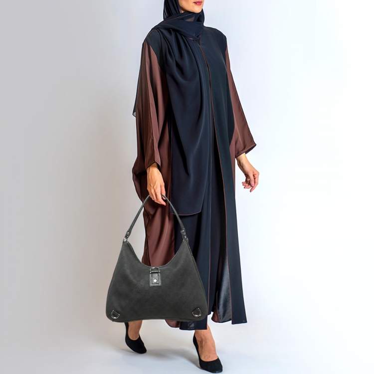 Pre Owned Gucci Black Canvas Large Abbey D-Ring Hobo