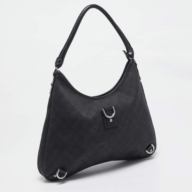 Pre Owned Gucci Black Canvas Large Abbey D-Ring Hobo