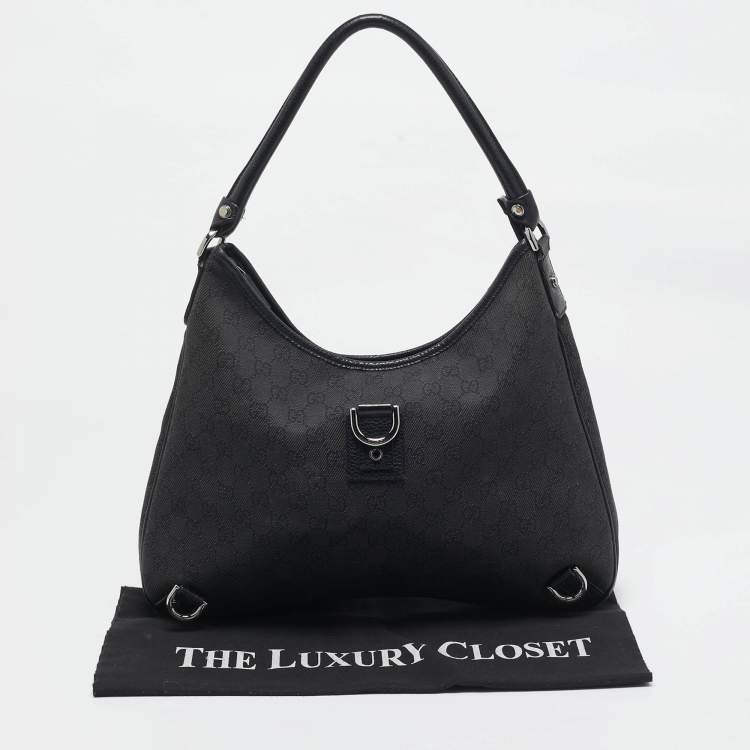 Pre Owned Gucci Black Canvas Large Abbey D-Ring Hobo
