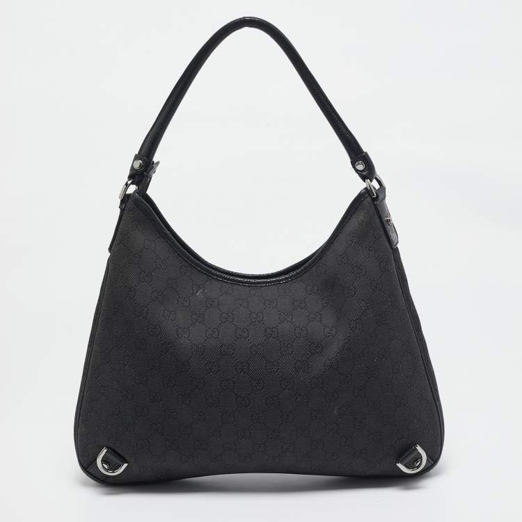 Pre Owned Gucci Black Canvas Large Abbey D-Ring Hobo