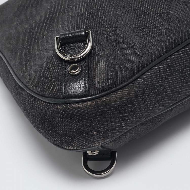 Pre Owned Gucci Black Canvas Large Abbey D-Ring Hobo