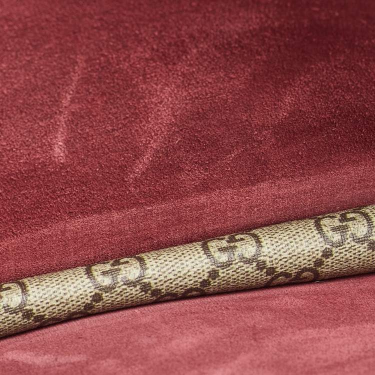 Pre Owned Gucci Beige/Burgundy GG Supreme Canvas and Suede Dionysus Blooms Shoulder Bag