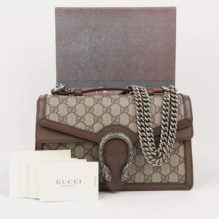 Pre Owned Gucci Dionysus Leather and Canvas Shoulder Bag