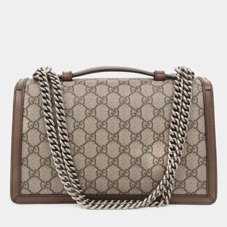 Pre Owned Gucci Dionysus Leather and Canvas Shoulder Bag