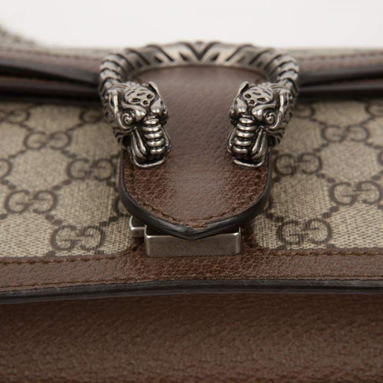 Pre Owned Gucci Dionysus Leather and Canvas Shoulder Bag