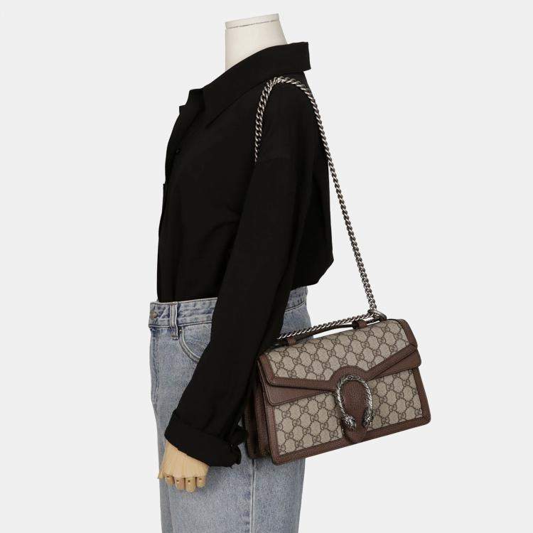 Pre Owned Gucci Dionysus Leather and Canvas Shoulder Bag
