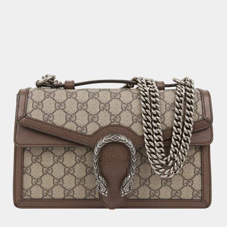Pre Owned Gucci Dionysus Leather and Canvas Shoulder Bag