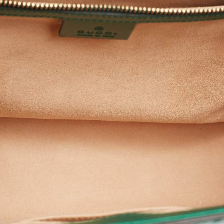 Pre Owned Gucci Green Guccissima Leather Medium Padlock Top Handle Bag