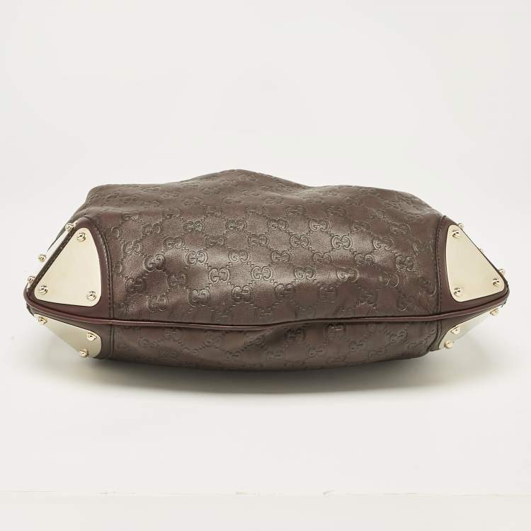 Pre Owned Gucci Dark Brown Guccissima Leather Medium Indy Hobo