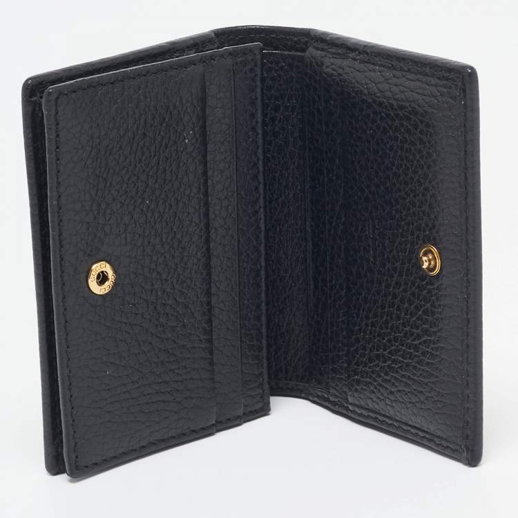 Pre Owned Gucci Black Leather GG Marmont Butterfly Bifold Wallet