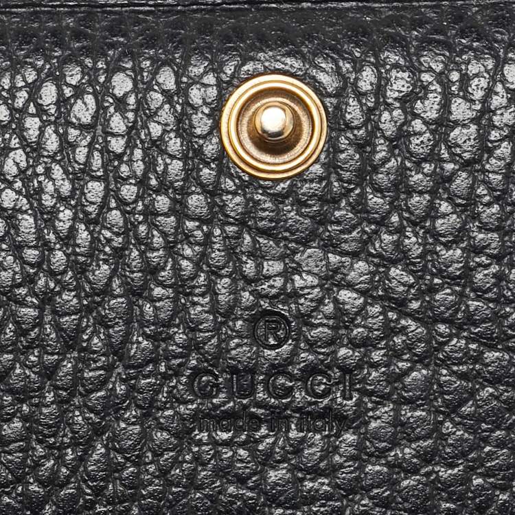 Pre Owned Gucci Black Leather GG Marmont Butterfly Bifold Wallet