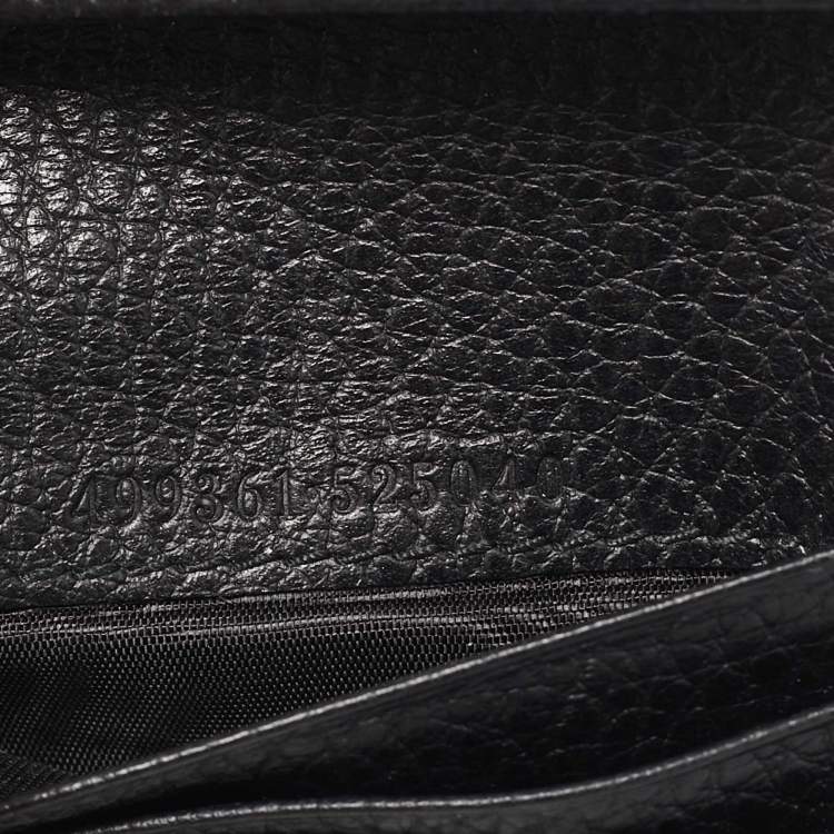 Pre Owned Gucci Black Leather GG Marmont Butterfly Bifold Wallet