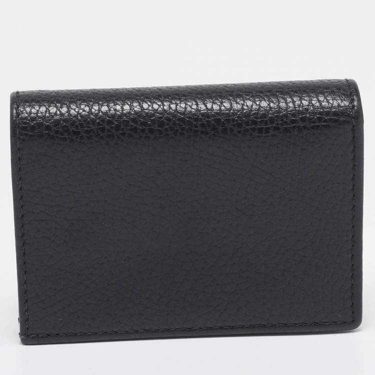 Pre Owned Gucci Black Leather GG Marmont Butterfly Bifold Wallet