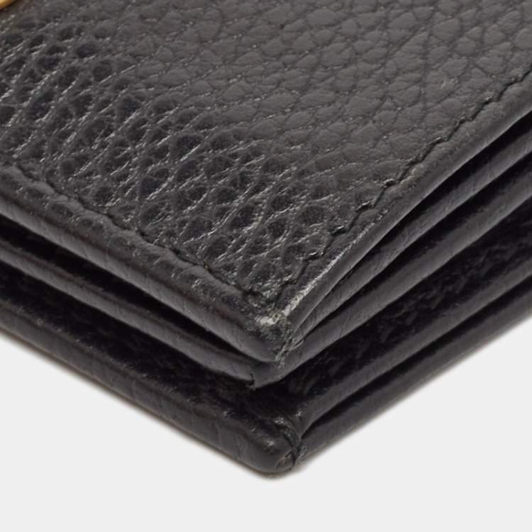 Pre Owned Gucci Black Leather GG Marmont Butterfly Bifold Wallet