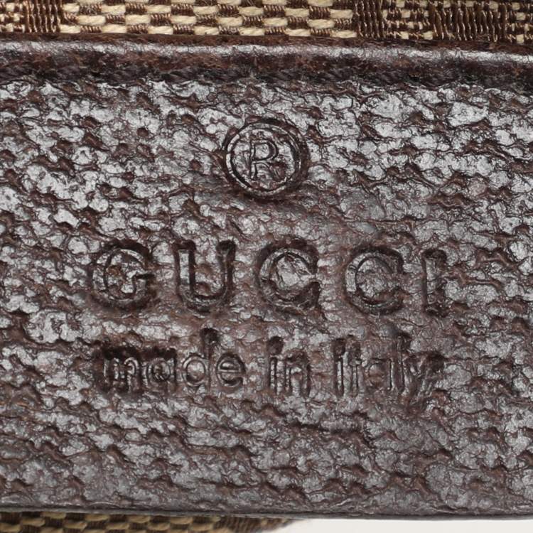 Pre Owned Gucci Beige/Brown GG Canvas and Leather Web Double Pocket Belt Bag
